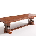 Classic Wooden Long Dining Table With Striped Legs And Sturdy Structure