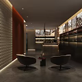 Modern Bar Interior Design With Decorative Walls Wine Racks Lighting Armchairs And Table