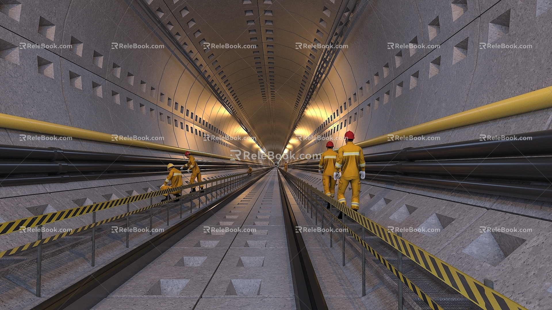 Shield machine subway tunnel excavation wall breaking through construction engineering infrastructure 3d model