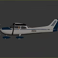 Small Blue And White Model Airplane With Biplane Wings Red Landing Gear Dark Background