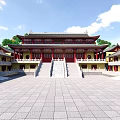 Chinese temple temple architecture 3d model