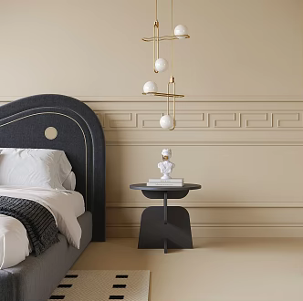 French bedside chandelier bedside table side corner table 3d model