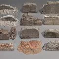 Various Weathered Stone Architectural Components With Different Textures And Shapes