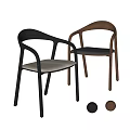Modern Accent Chairs With Armrest Wooden Frame Black Brown And Beige Seat Cushion