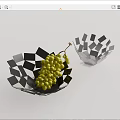 Modern Geometric Ceramic Bowls With Black Silver Finish Holding Green Grapes