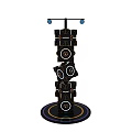 Mechanical Installation With Stacked Black Modules Blue Circular Tops And Circular Base Structure 3d model