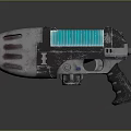 Futuristic Sci Fi Weapon Featuring Metallic Body Blue Glowing Core And Mechanical Grip
