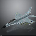 Detailed Space Aerospace Fighter Jet Model With Blue White Livery And Missiles
