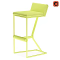 Sleek Black Leather Bar Stool With Metal Frame And Footrest
