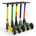 Colorful Electric Scooters With Various Bright Hues And Modern Urban Design