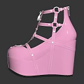 Pink Platform Wedge High Heels With Strappy Design And Decorative Cutouts