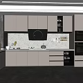 Modern Kitchen Interior Design With Cabinets Countertop Appliances And Tile Backsplash 3d model