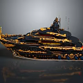 Luxury Black And Gold Decorative Yacht With MAYA Name And Elegant Details