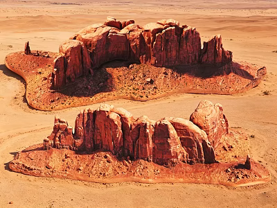 Scenic Red Desert Rock Formation Featuring Natural Stone And Wood Elements 3d model