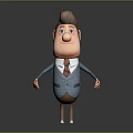 Modern Office Furniture Design With Blue Suited Cartoon Character