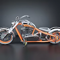 Orange And Chrome Custom Motorcycle With White Rim Wheels And Sleek Body Design