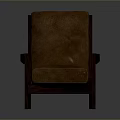 Stylish Brown Leather Armchair With Wooden Frame For Comfortable Living Room