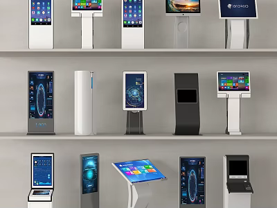 Modern Public Facilities Featuring Interactive Self Service Kiosks And Touch Screen Information Terminals 3d model