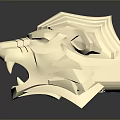 Golden Lion Head Sculpture Featuring Geometric Design And Shiny Metallic Surface