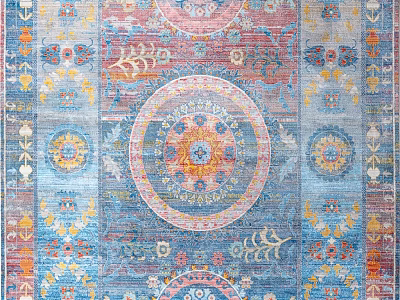 Vibrant Square Rug With Intricate Traditional Patterns 3d model