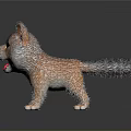 Plush Puppy Toy With Orange And Gray Fur Open Mouth Tongue Out On Shiny Surface