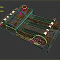Rusty Mechanical Conveyor Equipment with Metal Frame Black Belts and White Rollers