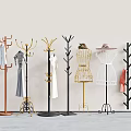 Stylish Decorative Coat Racks With Multiple Designs Hanging Clothes And Hats 3d model