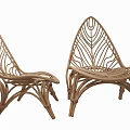 Stylish Natural Rattan Leisure Chairs With Leaf Shaped Design For Outdoor Use