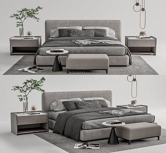 Modern Double Bed 3d model