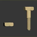 Gold Bolt And Nut Combination With Dark Background And Shiny Reflections 3d model