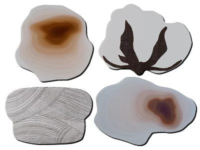 Unique Shaped Rugs Showcasing Agate Texture Wood Grain And Cotton Pattern Design 3d model