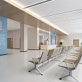 Modern Hospital Outpatient Clinic Waiting Area With Seats Signage And Patient Seated