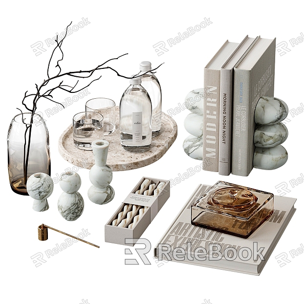 Modern Decorative Ornaments Combination Floriculture Books Tea Set Jewelry Water Cup Candle model