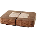 Two Piece Wooden Coffee Table With Marble Top And Modern Design