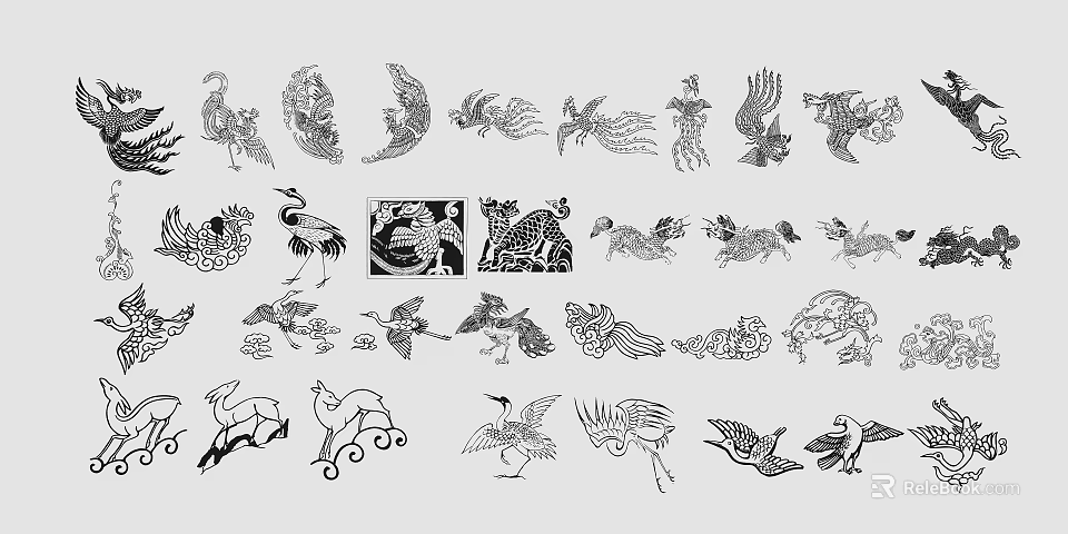 Intricate Carved Patterns With Various Animal And Bird Designs 3d model 