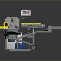 Yellow Gray Industrial Machinery With Control Panel Conveyor Belt And Mechanical Arm For Manufacturing Processing
