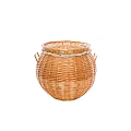 Natural Wicker Round Table With Lid And Handles For Home Storage Decor