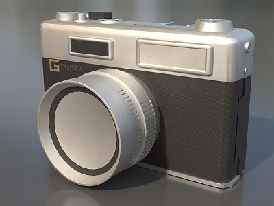 LUMIX Retro Digital Camera With Large Lens Silver Black Body And Control Buttons 3d model