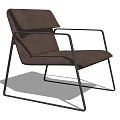 Modern Leather Leisure Chair With Black Metal Frame And Comfortable Design