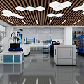 Modern Industrial Workshop With White Walls Silver Floors And Neat Machinery Arrangement