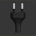Modern Black Electrical Plug With Two Prongs 3D Model Design 3d model