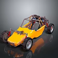 Yellow Dune Buggy Open Frame Large Off Road Tires Two Seats for Desert Adventure