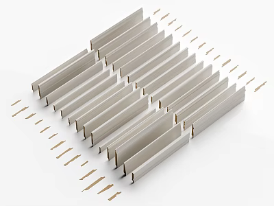 Modern Silver Metal Lines Design With Parallel Arrangement And Decorative Connector Pieces 3d model