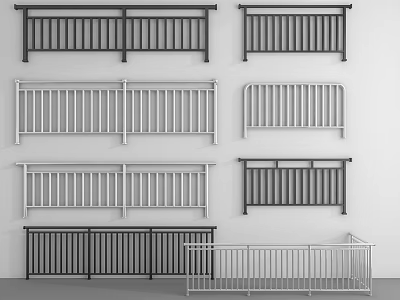 Modern Fence Railings With Black White Gray Designs For Outdoor Use 3d model