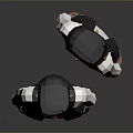 3D Game Movie Character Two Views With White Shirt Black Vest Khaki Pants Gray Shoes