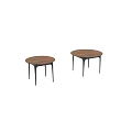 Sleek Modern Round Dining Table With Wooden Tabletop And Black Legs