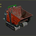 Red Tracked Utility Vehicle With Rusty Dump Bed For Construction Work 3d model