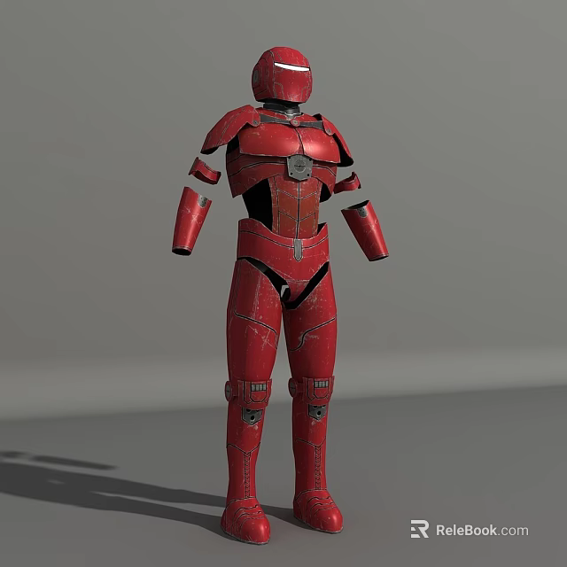 Red Full Body Mech Suit With Mechanical Armor And Sci Fi Design 3d model 
