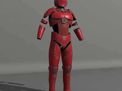 Red Full Body Mech Suit With Mechanical Armor And Sci Fi Design 3d model