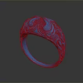 Blue Ornate Ring With Intricate Carvings For Fashion Accessories